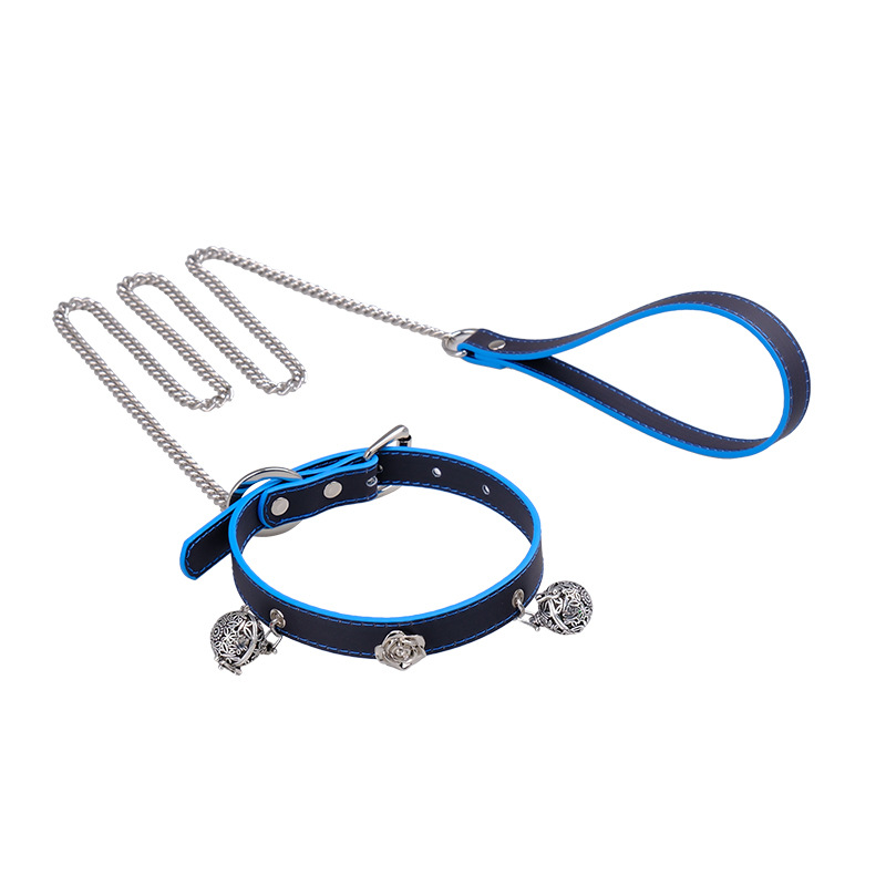 Thermal Color-Changing Rose Bell Collar ā Handmade BDSM Puppy Play Neckwear with Dual Bells & Leash Ring