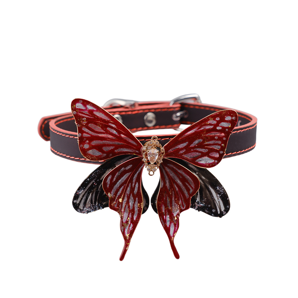 Thermo-Chromatic Butterfly Collar โ Heat-Activated Black-to-Red BDSM Choker for Puppy Play & Submissive Fashion