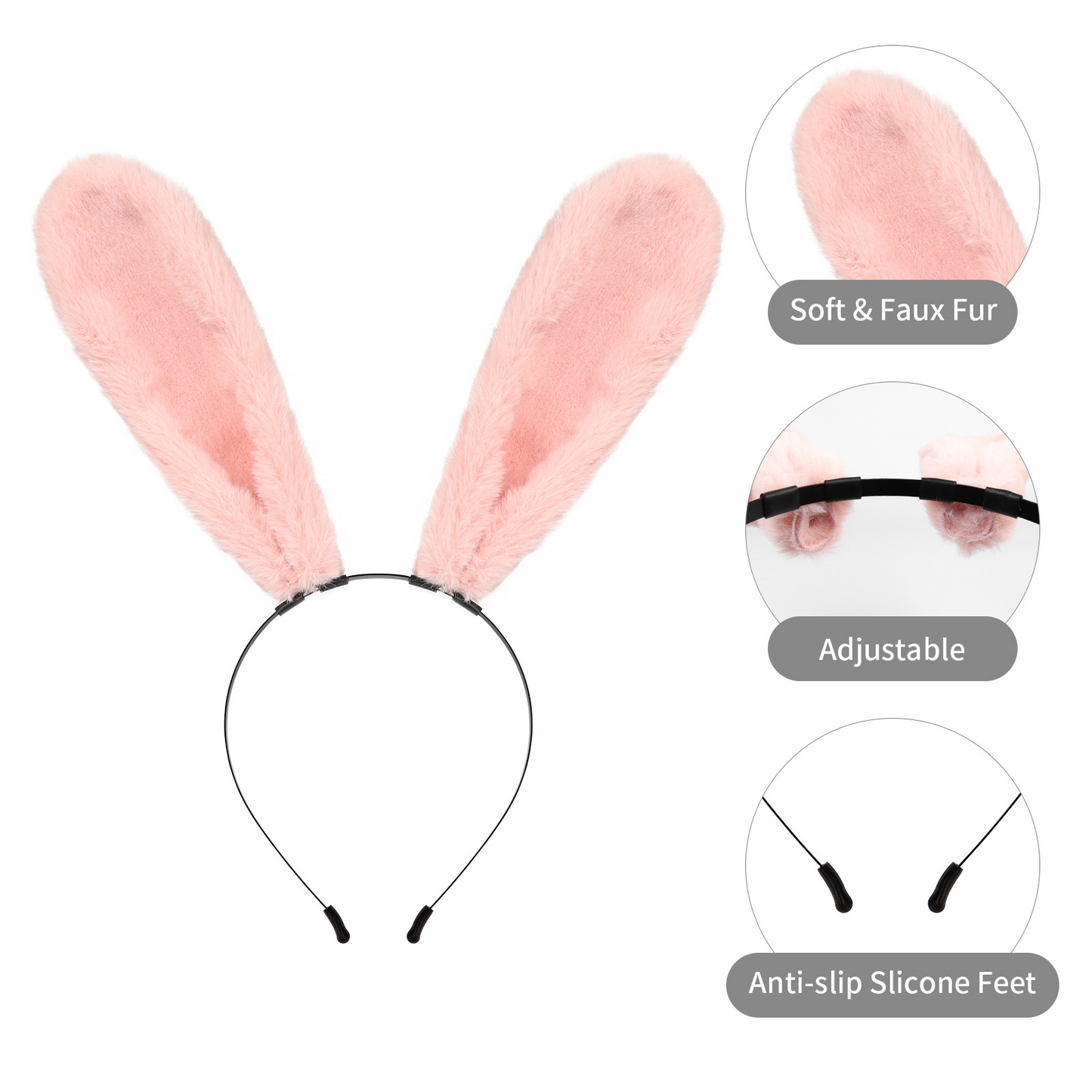 Custom Adjustable Bunny Ear Headband โ Fluffy Lolita-Style Furry Ears for Cosplay & Gifts