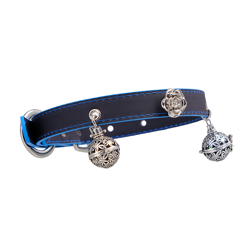 Thermal Color-Changing Rose Bell Collar ā Handmade BDSM Puppy Play Neckwear with Dual Bells & Leash Ring