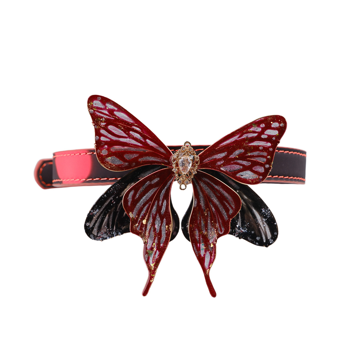 Thermo-Chromatic Butterfly Collar โ Heat-Activated Black-to-Red BDSM Choker for Puppy Play & Submissive Fashion