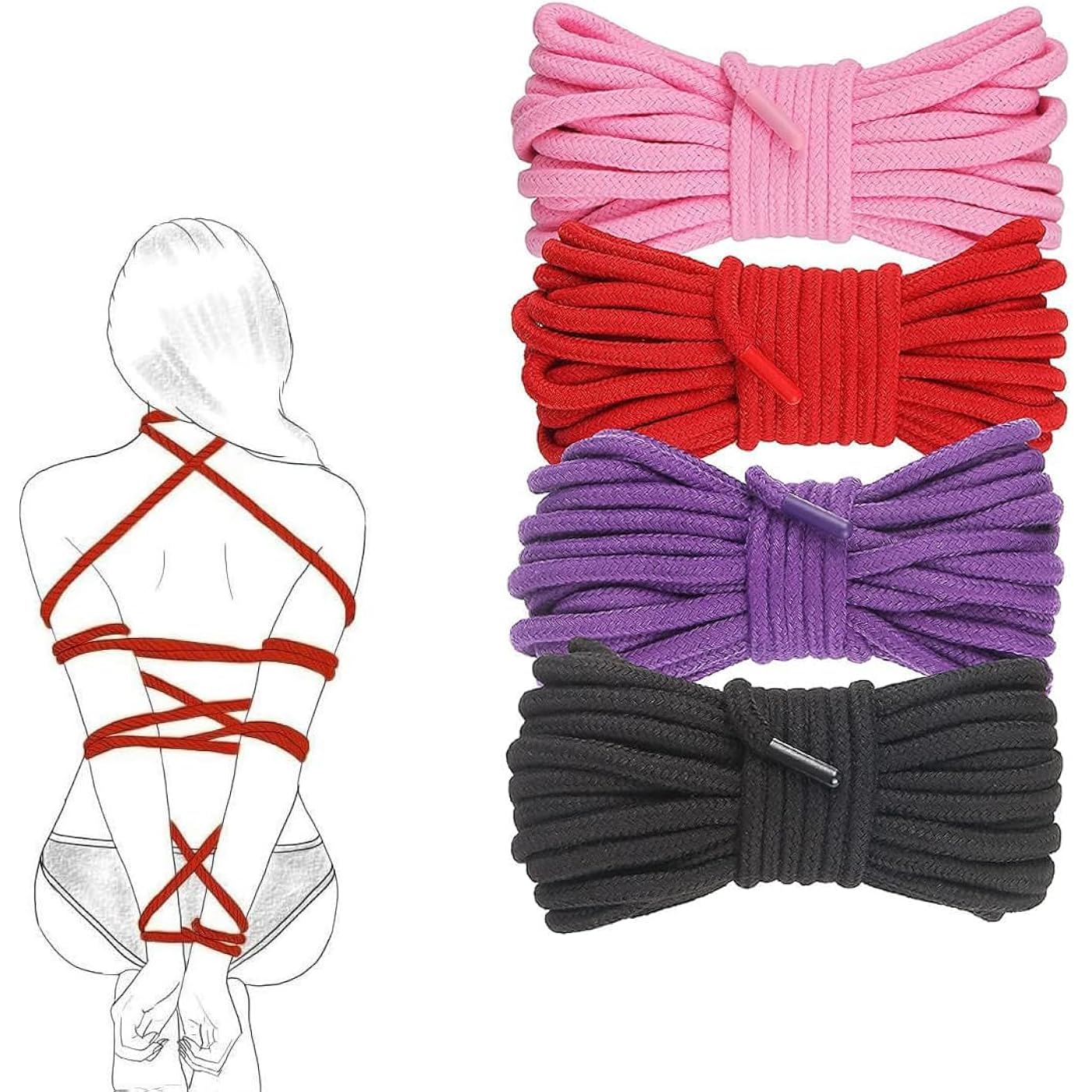 10m Soft Cotton Bondage Rope – Couples Shibari Restraint in 3 Seductive Colors