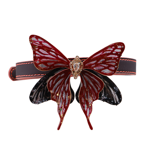 Thermo-Chromatic Butterfly Collar – Heat-Activated Black-to-Red BDSM Choker for Puppy Play & Submissive Fashion