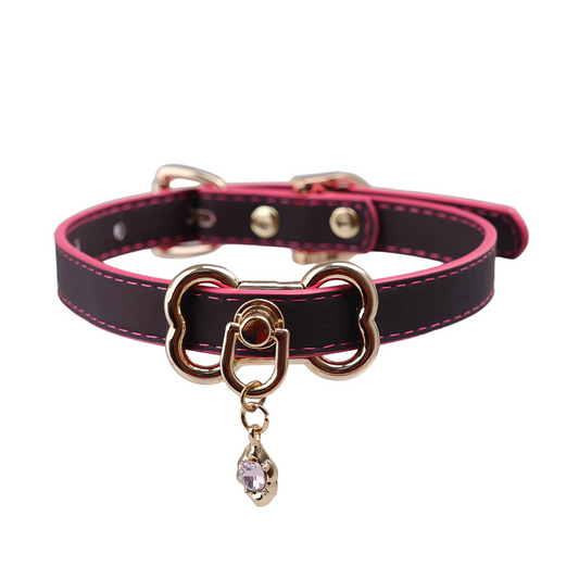 Thermo-Chromatic Puppy Play Collar – Heat-Sensitive BDSM Choker in Custom Punk Style (Handmade)