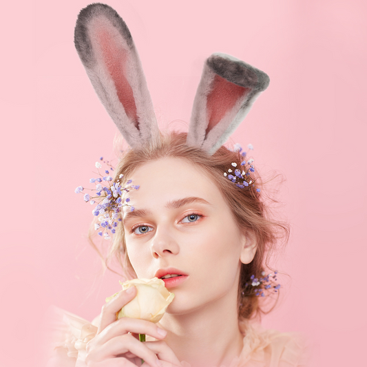 Custom Adjustable Bunny Ear Headband – Fluffy Lolita-Style Furry Ears for Cosplay & Gifts