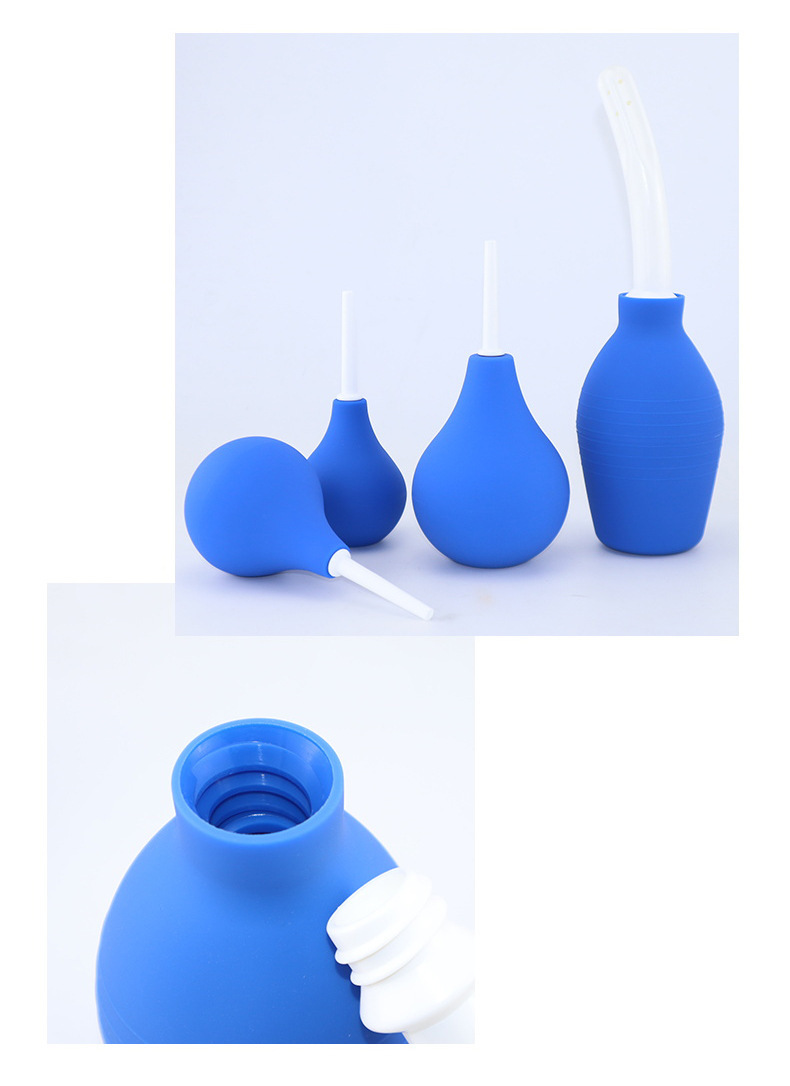 Multi-Size Silicone Anal & Vaginal Douche Set – Personal Enema Bulb Cleaner for Intimate Hygiene (4 Sizes, Black & Blue)
