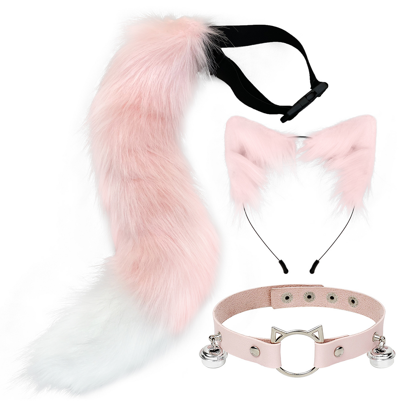 Furry Animal Ears & Tail Cosplay Set – 50cm Fox Tail + 19cm Cat Ear Headband