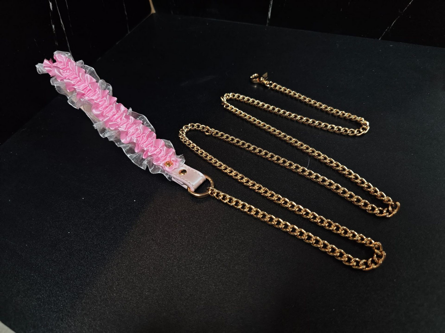 Pink Lace Puppy Play Set – Submissive BDSM Kit with Collar, Wrist & Ankle Cuffs, and Leash | DDLG Starter Gear
