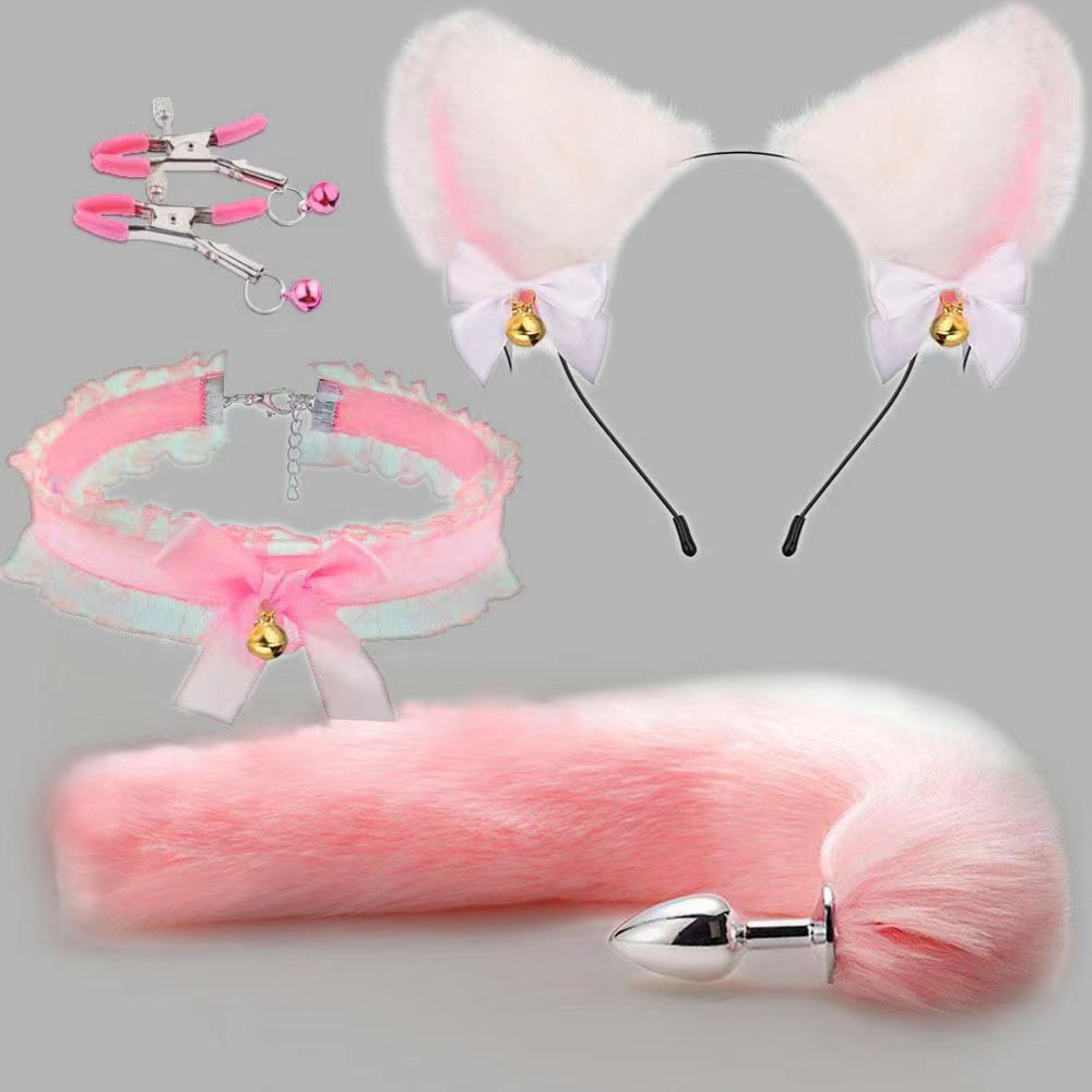 Fox Tail Anal Plug Roleplay Set – Collar, Plug & Cat Ear Headband in 3 Colors